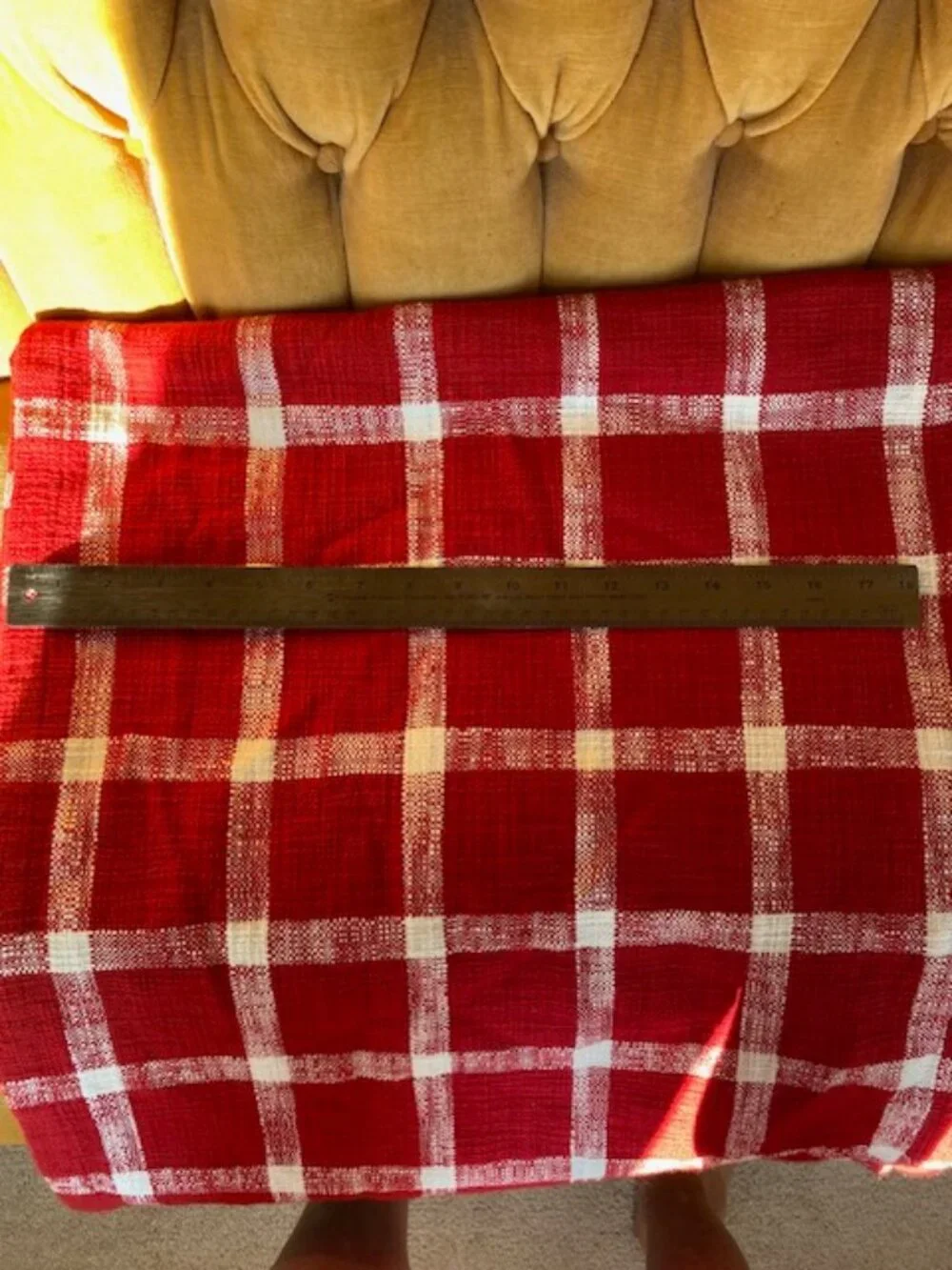 Table Runner, Heavy Cotton, Red and White Gingham, 42